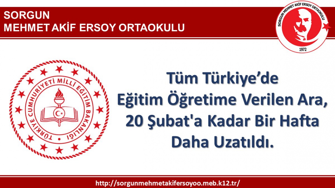 Tüm Türkiye'de Eğitim Öğretime Verilen Ara, 20 Şubat'a Kadar Bir Hafta Daha Uzatıldı.